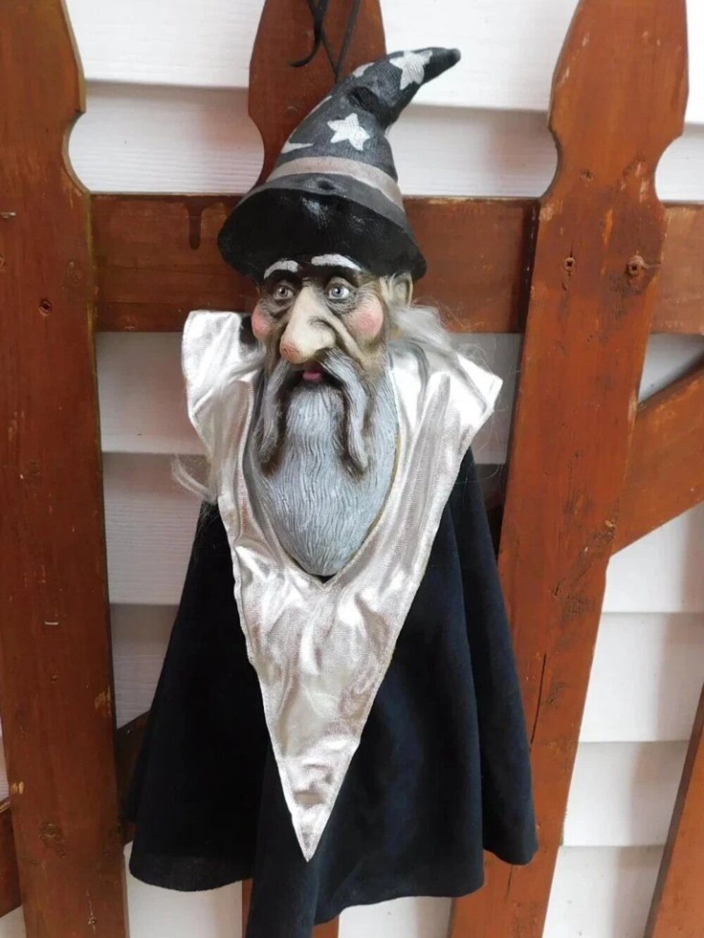 Monster Mansion Halloween Wizard Latex Hanging Puppet Collegeville 21" Prop